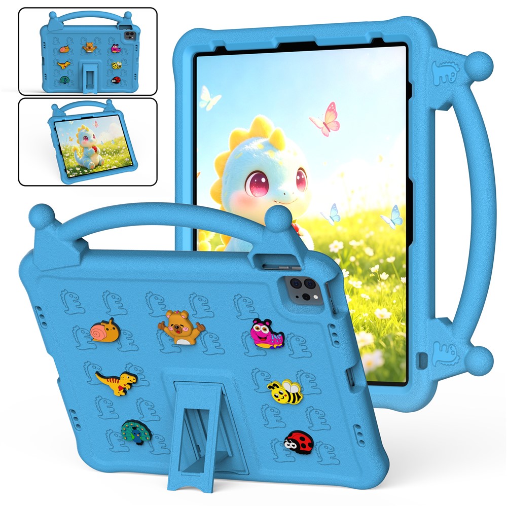 Cartoon EVA Tablet Case for iPad Air 13 (2026) / (2025) / (2024) / iPad Pro 13 (2025) / (2024) / iPad Pro 12.9 (2022) / (2021) / (2020) / (2018) , Kickstand Kid-Friendly Shockproof Cover - Blue