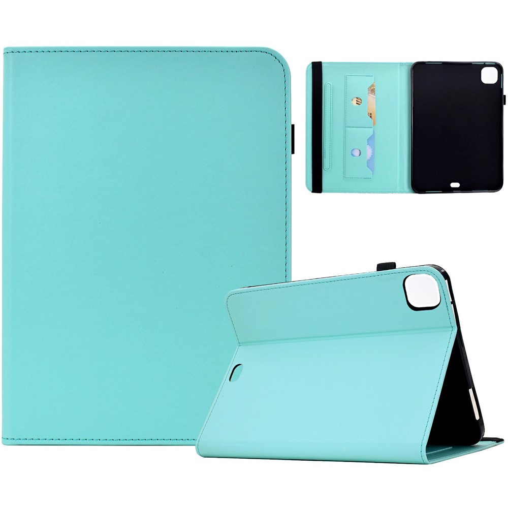 PU Leather Case for iPad Air 11 (2026) / (2025) / (2024) / Air (2022) / (2020) / iPad Pro 11 (2022) / (2021) / (2020) / (2018) Solid Color Card Holder Stand Tablet Cover - Light Green