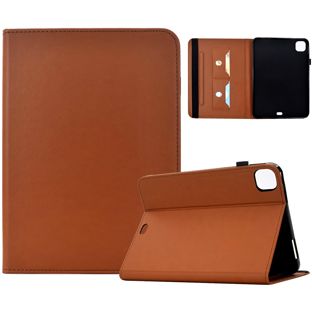 PU Leather Case for iPad Air 11 (2026) / (2025) / (2024) / Air (2022) / (2020) / iPad Pro 11 (2022) / (2021) / (2020) / (2018) Solid Color Card Holder Stand Tablet Cover - Brown