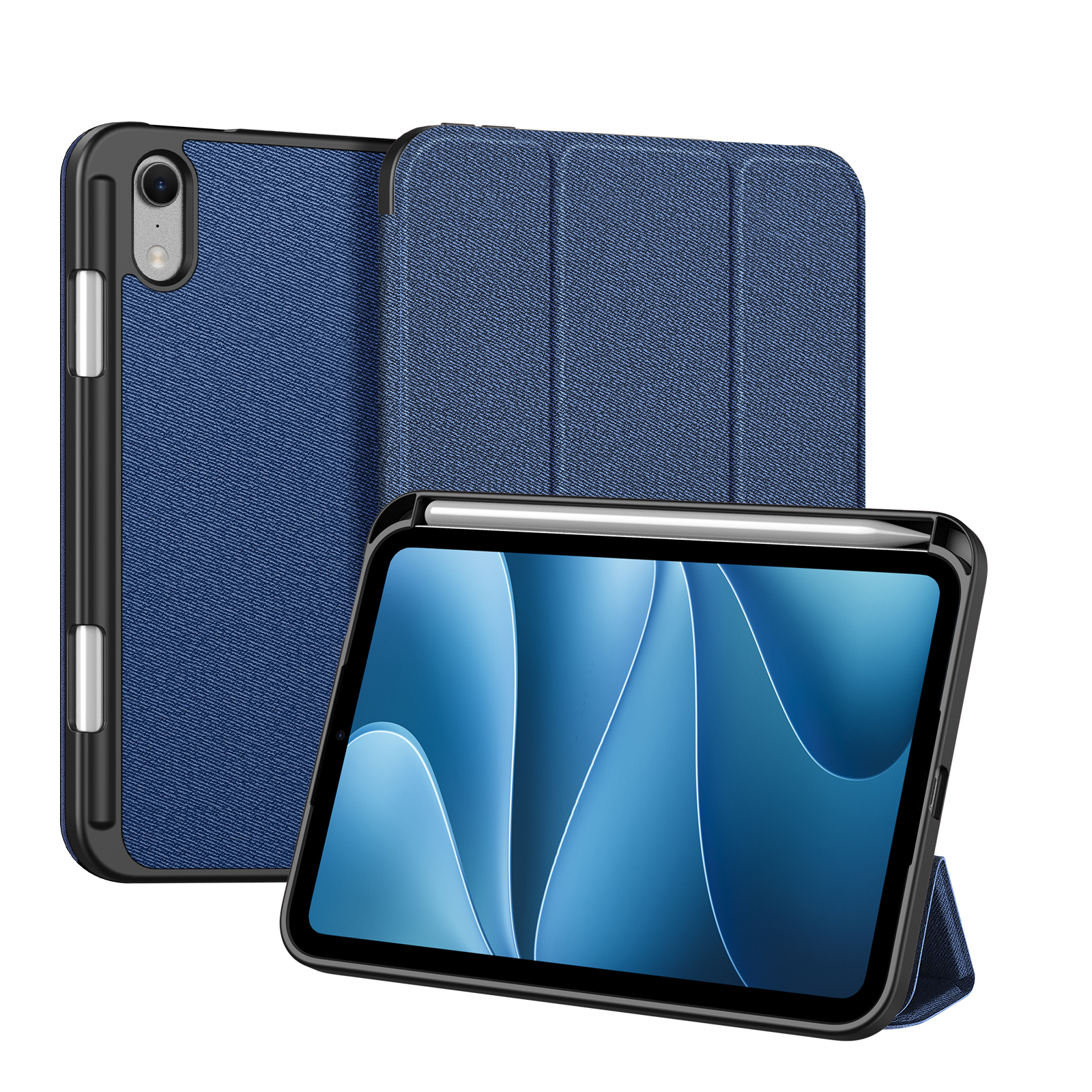 DUX DUCIS for iPad mini (2026) Case  Domo Series Tri-fold Stand PU Leather Tablet Cover - Blue