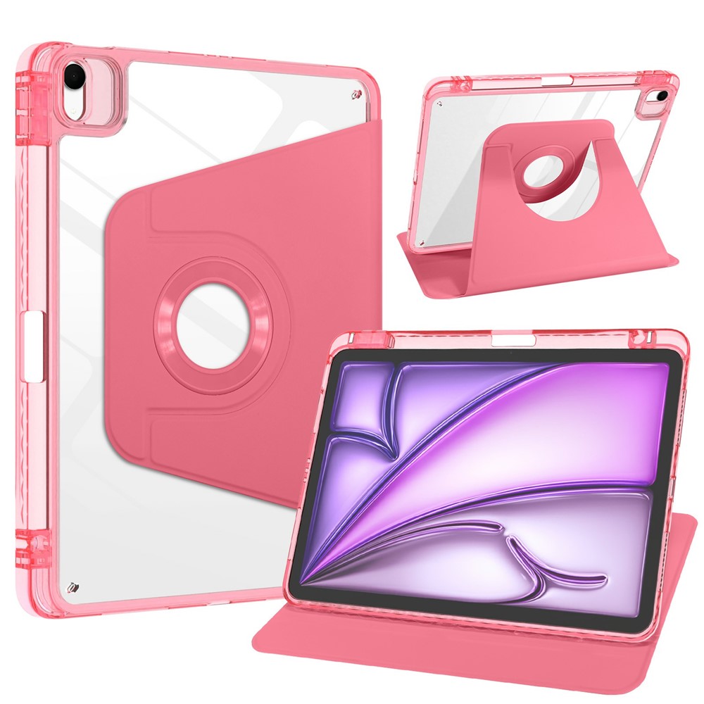 Tablet Case For iPad Air 11 (2026) / (2025) / (2024) / Pro 11 (2022) / (2021) / (2020) / (2018) Magnetic Detachable Rotating Stand TPU Acrylic PU Leather Cover - Watermelon Red