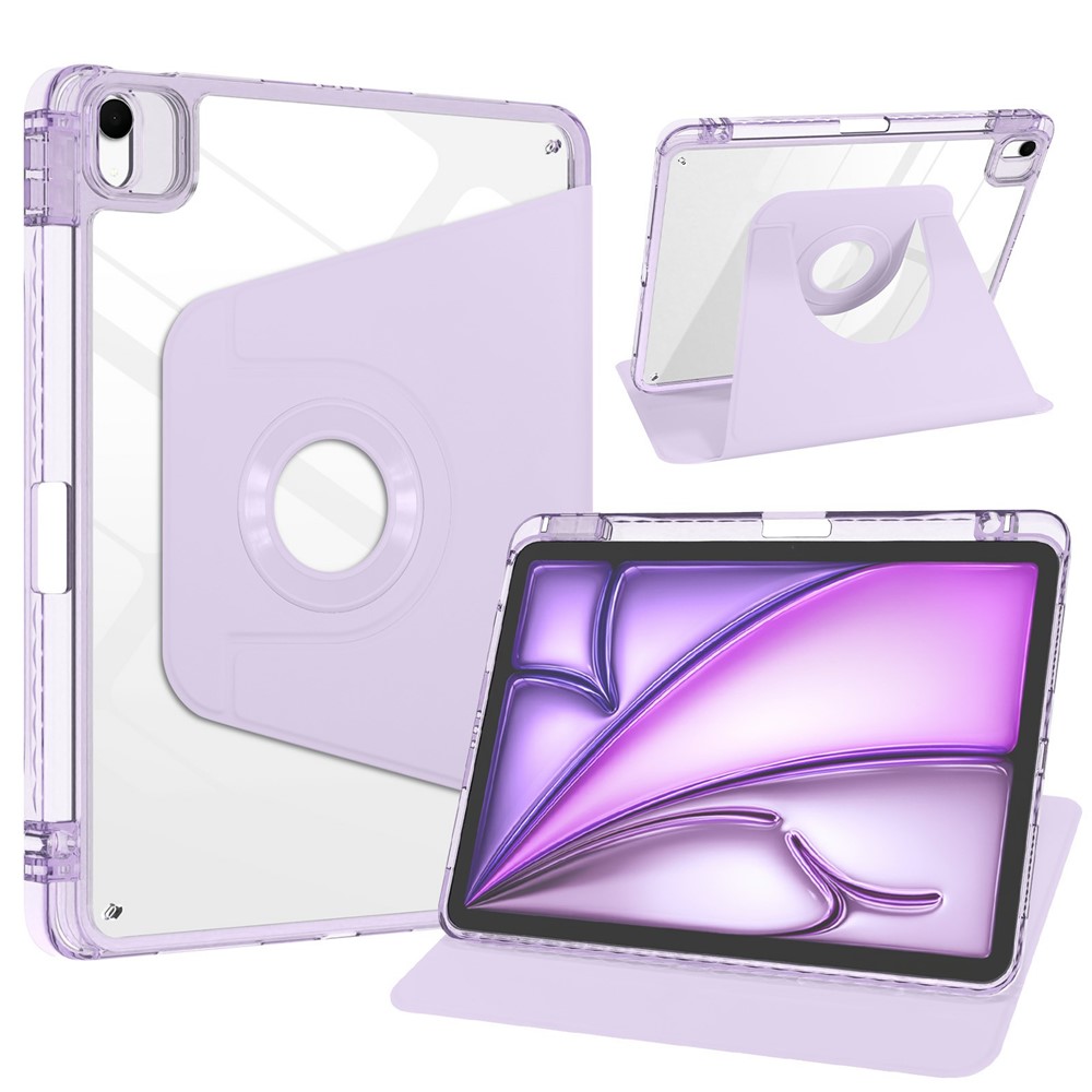 Tablet Case For iPad Air 11 (2026)  /  (2025)  /  (2024)  /  Pro 11 (2022)  /  (2021)  /  (2020)  /  (2018) Magnetic Detachable Rotating Stand TPU Acrylic PU Leather Cover - Purple