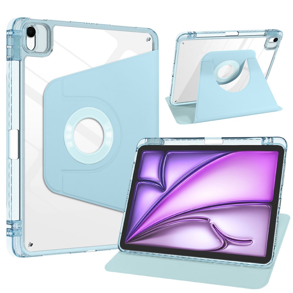 Tablet Case For iPad Air 13 (2026) / (2025) / (2024) / Pro 12.9 (2022) / (2021) / (2020) / (2018) Magnetic Detachable Rotating Stand TPU Acrylic PU Leather Cover - Blue