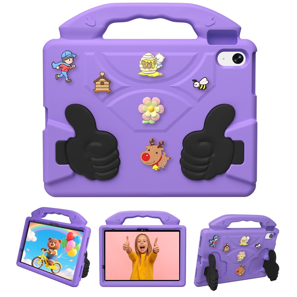 EVA Case for iPad Air 11 (2026)  /  (2025)  /  (2024)  /  iPad (2025)  /  iPad 10.9 (2022) Cartoon Thumb Kickstand Shockproof Tablet Cover - Purple