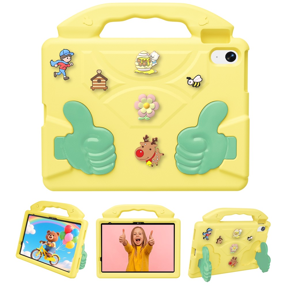 EVA Case for iPad Air 11 (2026)  /  (2025)  /  (2024)  /  iPad (2025)  /  iPad 10.9 (2022) Cartoon Thumb Kickstand Shockproof Tablet Cover - Yellow