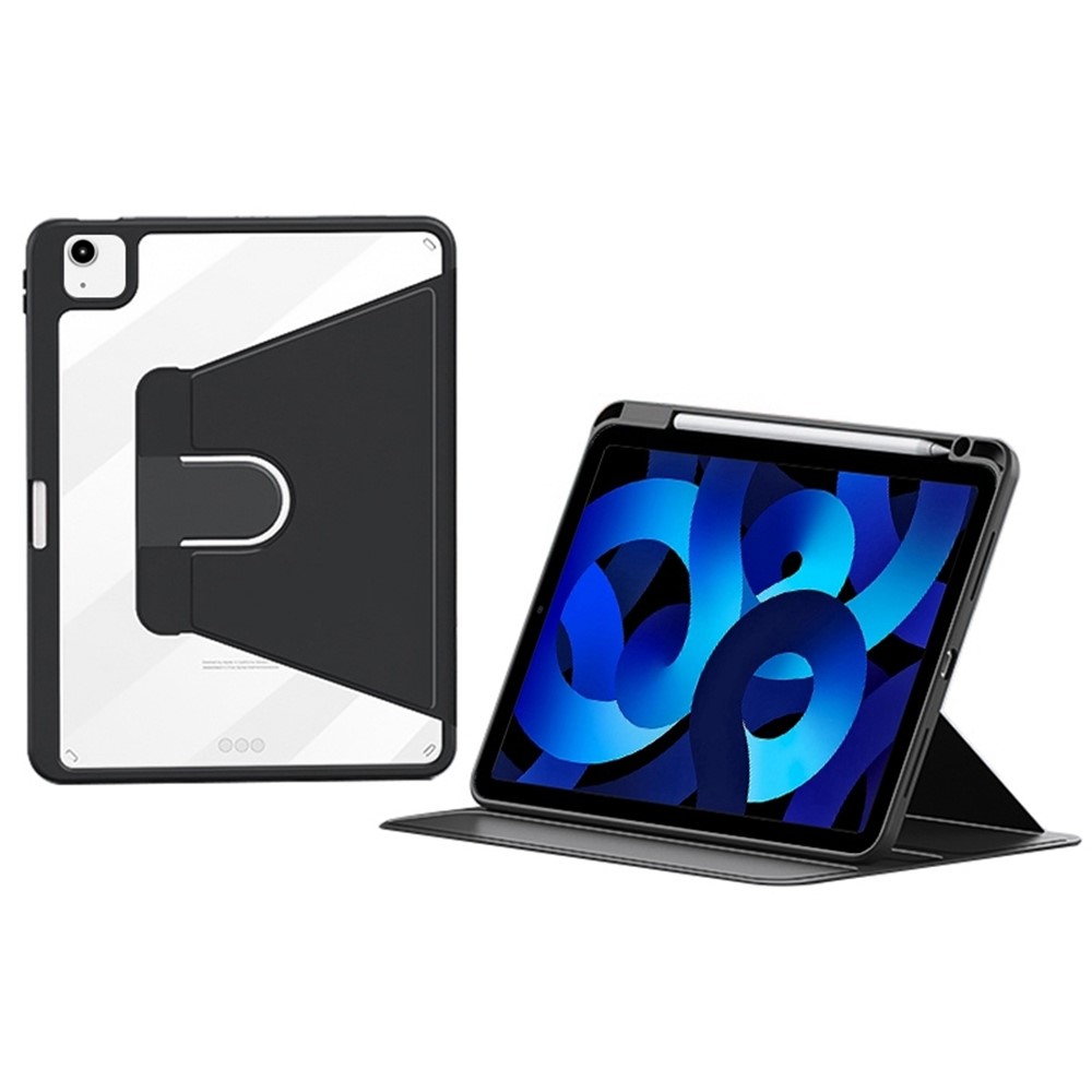 ZGA Protective Case for iPad Air 11 (2026) / (2025) / (2024) / Air (2022) / (2020) / iPad Pro 11 (2022) / (2021) / (2020) / (2018) , Leather + PC + TPU Rotating Stand Tablet Cover Built-In Pen Slot - Black