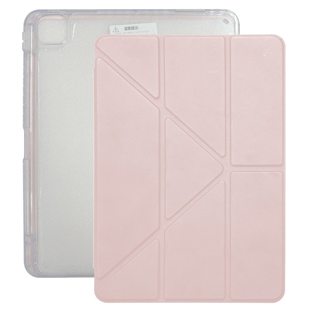ZGA Protective Case for iPad Air 11 (2026) / (2025) / (2024) / Air (2022) / (2020) / iPad Pro 11 (2022) / (2021) / (2020) / (2018) Y-Fold Stand PC + TPU Tablet Cover Built-In Pen Slot - Pink