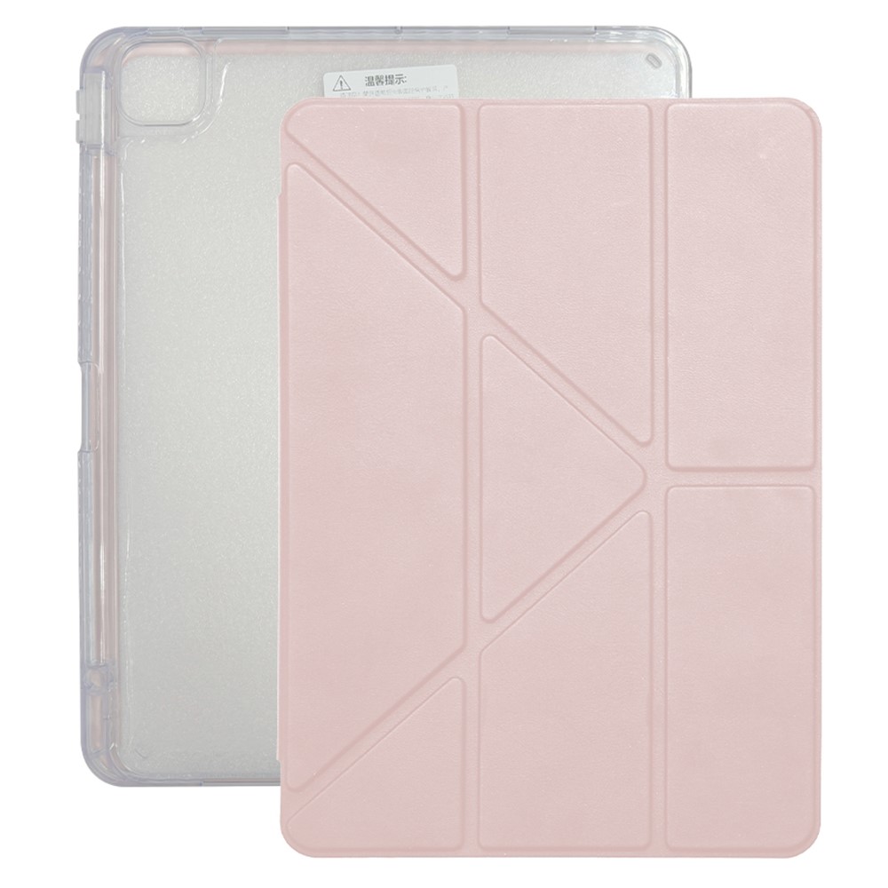 ZGA for iPad Pro 13 (2025) / (2024) Case Y-Fold Stand PC + TPU Tablet Protective Cover Built-In Pen Slot - Pink
