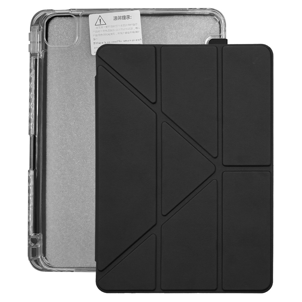 ZGA Protective Case for iPad Air 13 (2026) / (2025) / (2024) / iPad Pro 12.9 (2022) / (2021) / (2020) / (2018) , Y-Fold Stand PC + TPU Tablet Cover Built-In Pen Slot - Black