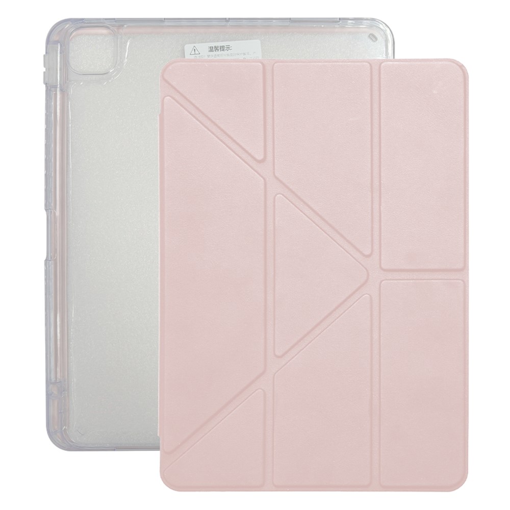 ZGA Protective Case for iPad Air 13 (2026) / (2025) / (2024) / iPad Pro 12.9 (2022) / (2021) / (2020) / (2018) , Y-Fold Stand PC + TPU Tablet Cover Built-In Pen Slot - Pink