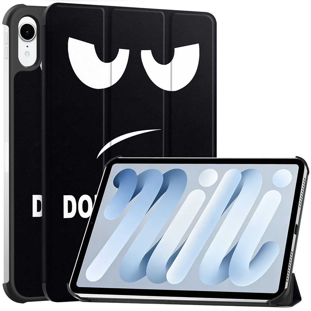 For iPad mini (2026) Case Tri-fold Stand Pattern Print Leather Tablet Cover - Don't Touch Me