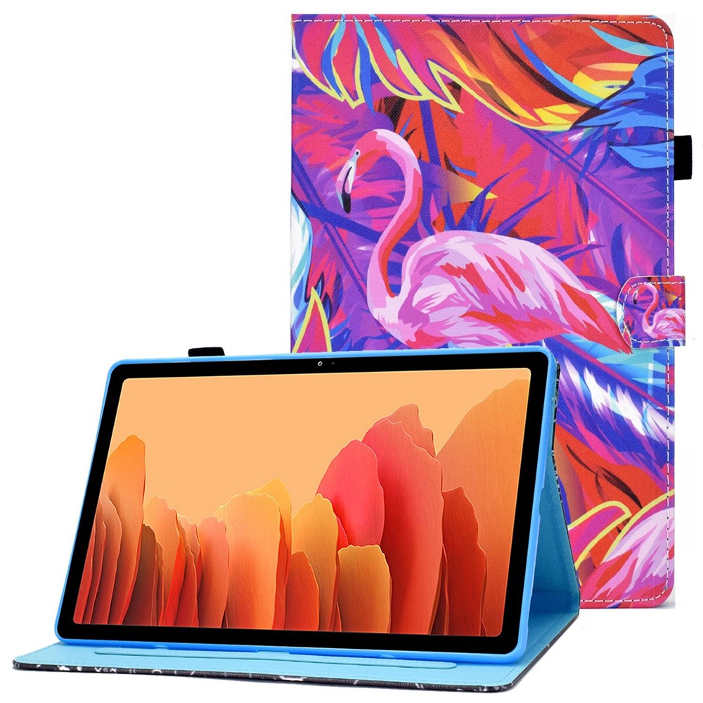 For Samsung Galaxy Tab A7 10.4 (2020) T500 / T505 Stitching Pattern Printing Tablet Case Magnetic Clasp Card Holder Stand Cover - Bird-1
