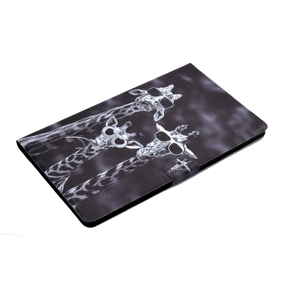 For Amazon Fire 7 (2022) Pattern Printing PU Leather Stand Folio Case Card Slots Magnetic Protective Shell - Three Giraffes-4