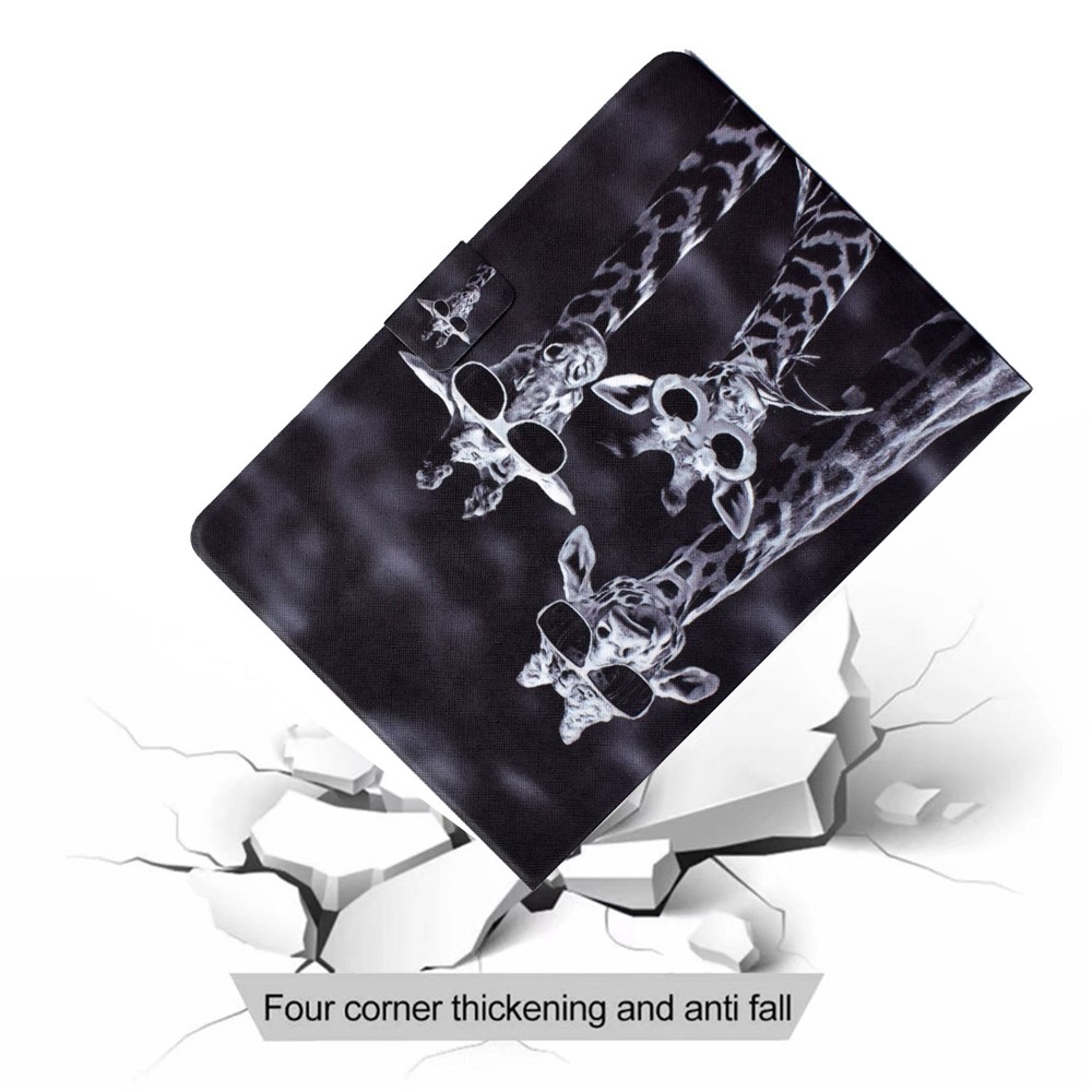 For Amazon Fire 7 (2022) Pattern Printing PU Leather Stand Folio Case Card Slots Magnetic Protective Shell - Three Giraffes-7