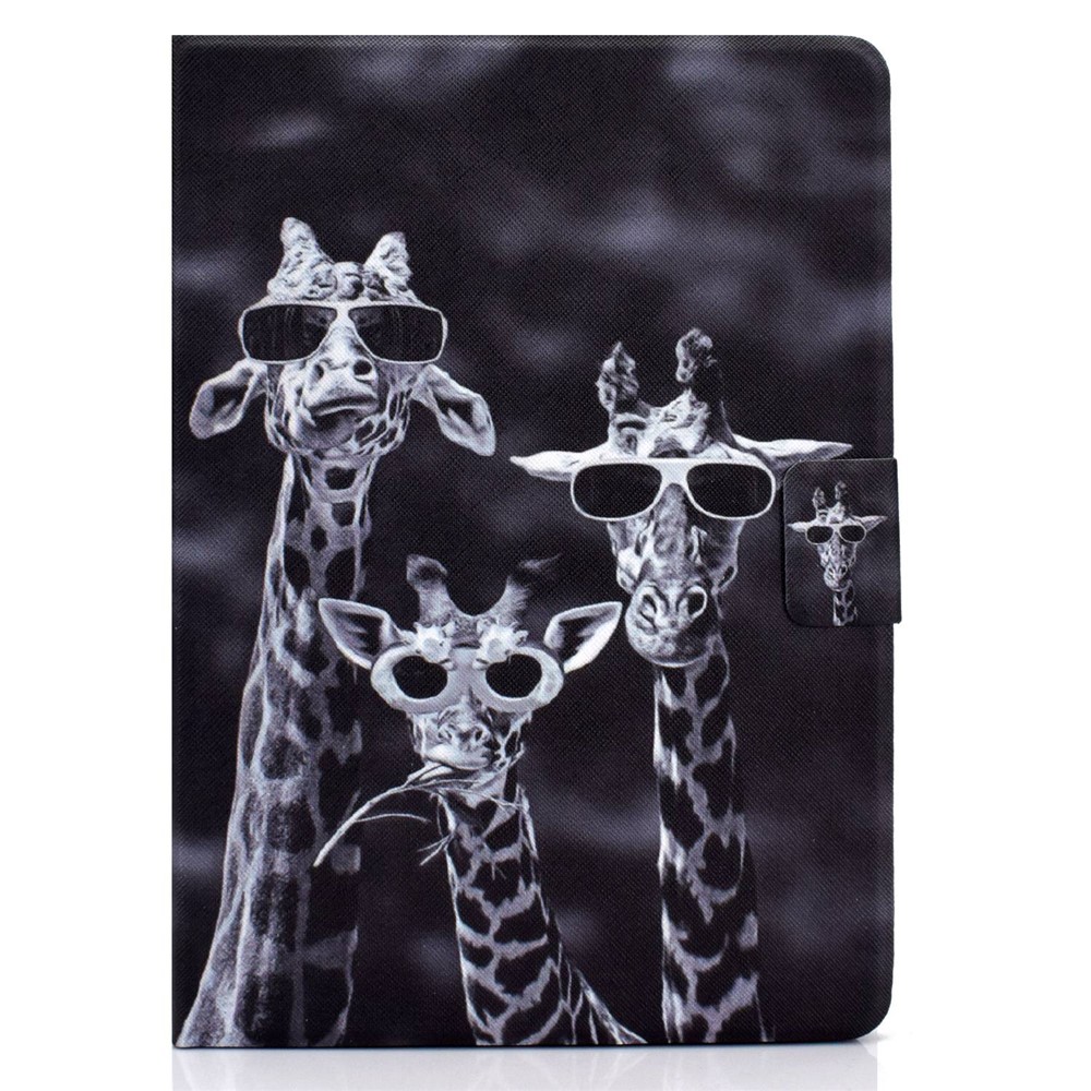 For Amazon Fire 7 (2022) Pattern Printing PU Leather Stand Folio Case Card Slots Magnetic Protective Shell - Three Giraffes-9