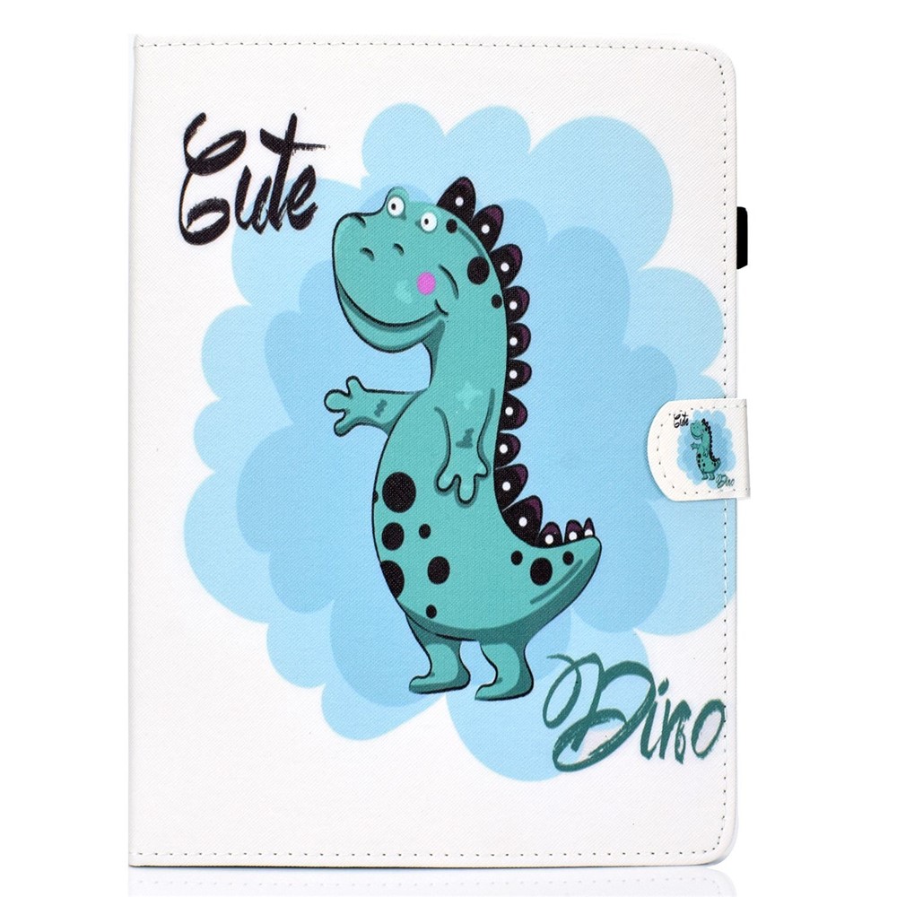 For Amazon Fire 7 (2022) Card Holder PU Leather Tablet Case Stitching Pattern Printing Magnetic Clasp Stand Cover - Dinosaur-9