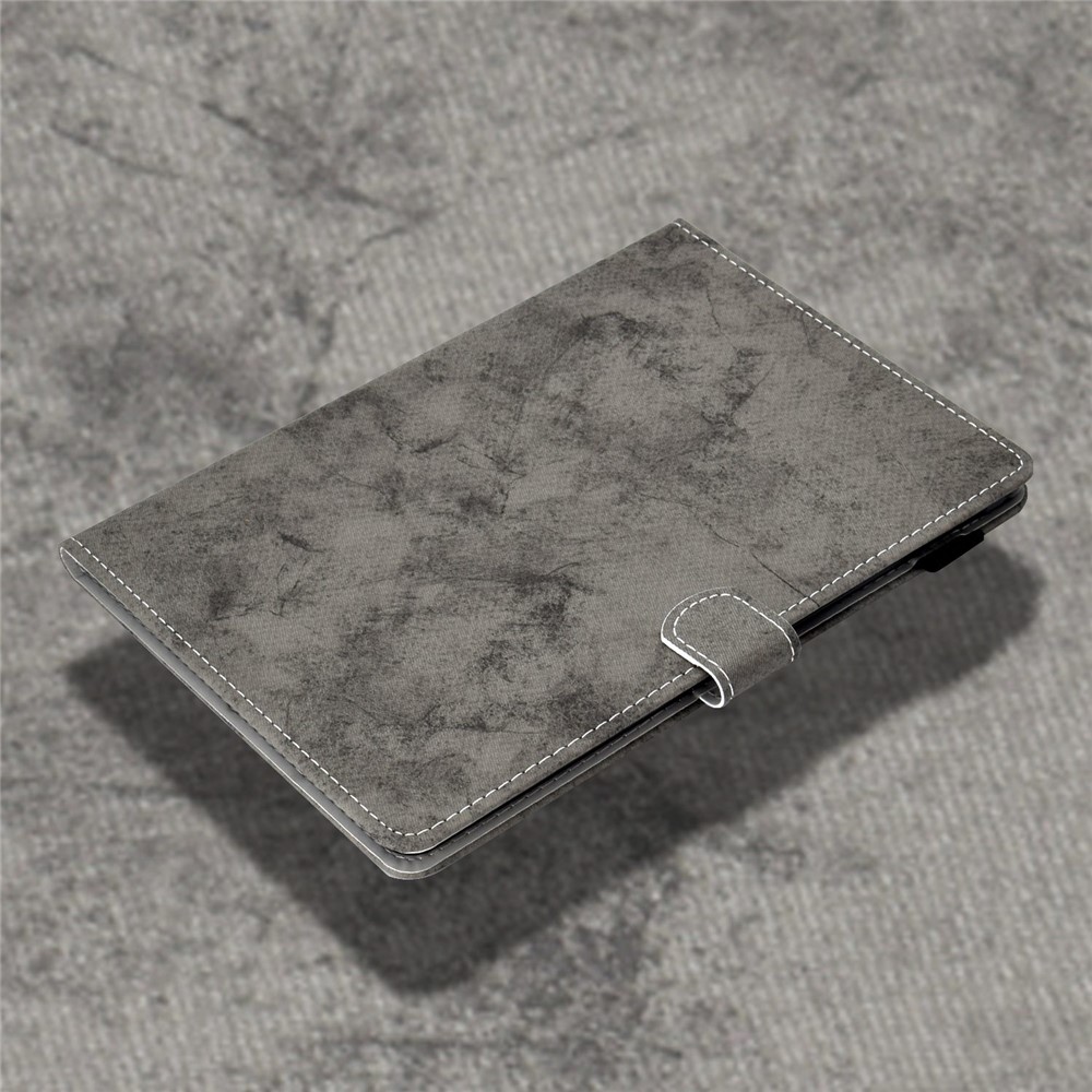 For Amazon Kindle Fire 7 (2022) Cloth Texture Tablet Case Solid Color PU Leather Foldable Stand Card Holder Protective Cover - Grey-10