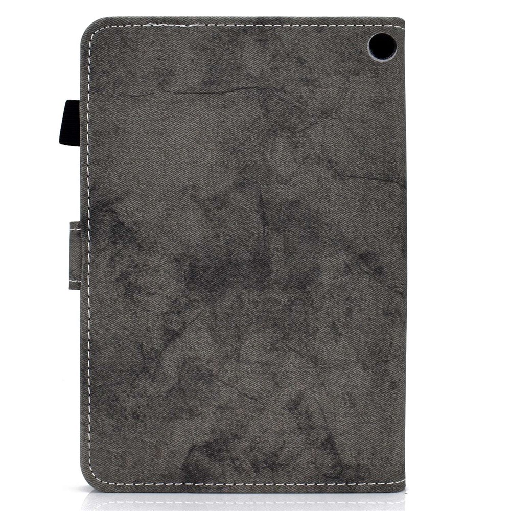 For Amazon Kindle Fire 7 (2022) Cloth Texture Tablet Case Solid Color PU Leather Foldable Stand Card Holder Protective Cover - Grey-12
