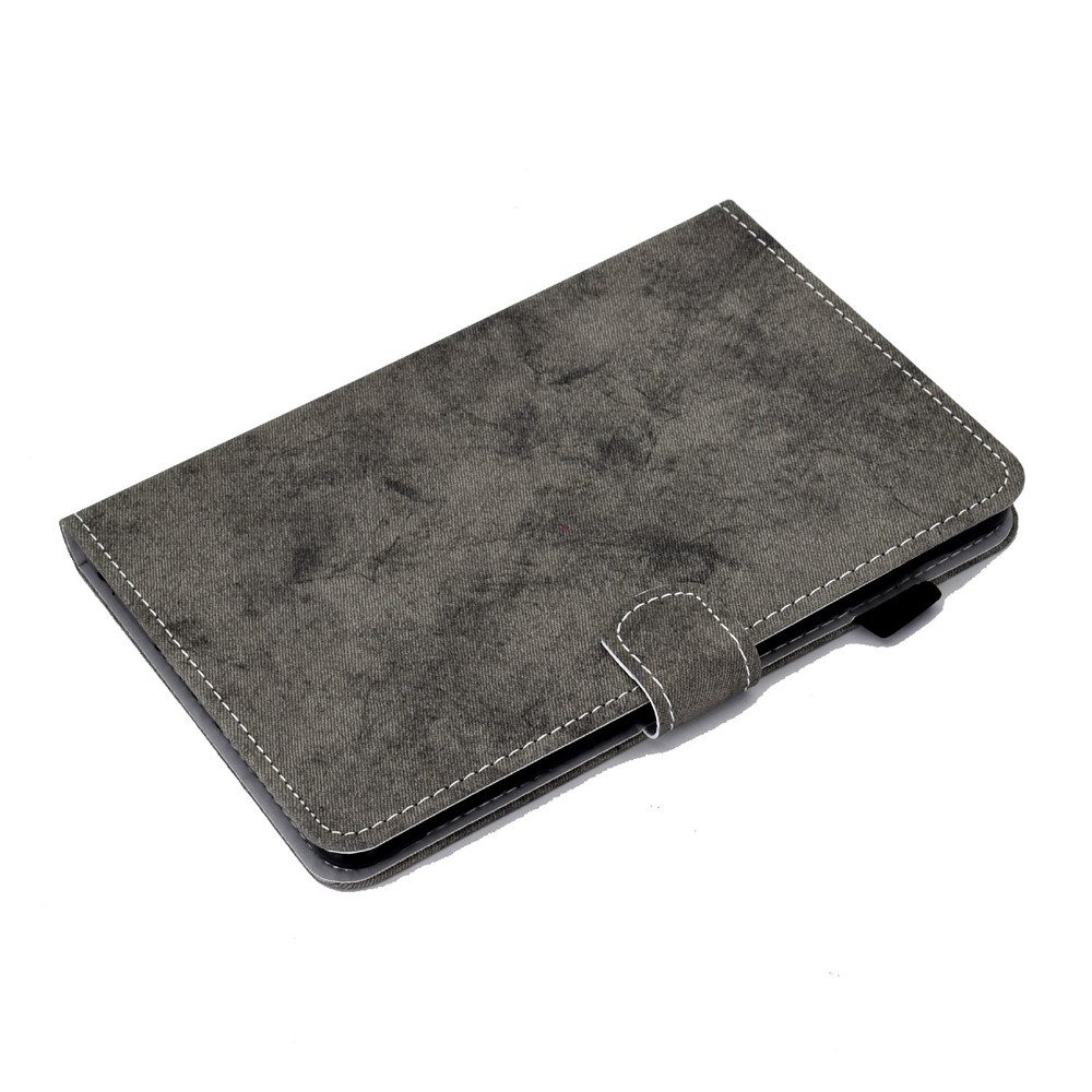 For Amazon Kindle Fire 7 (2022) Cloth Texture Tablet Case Solid Color PU Leather Foldable Stand Card Holder Protective Cover - Grey-5