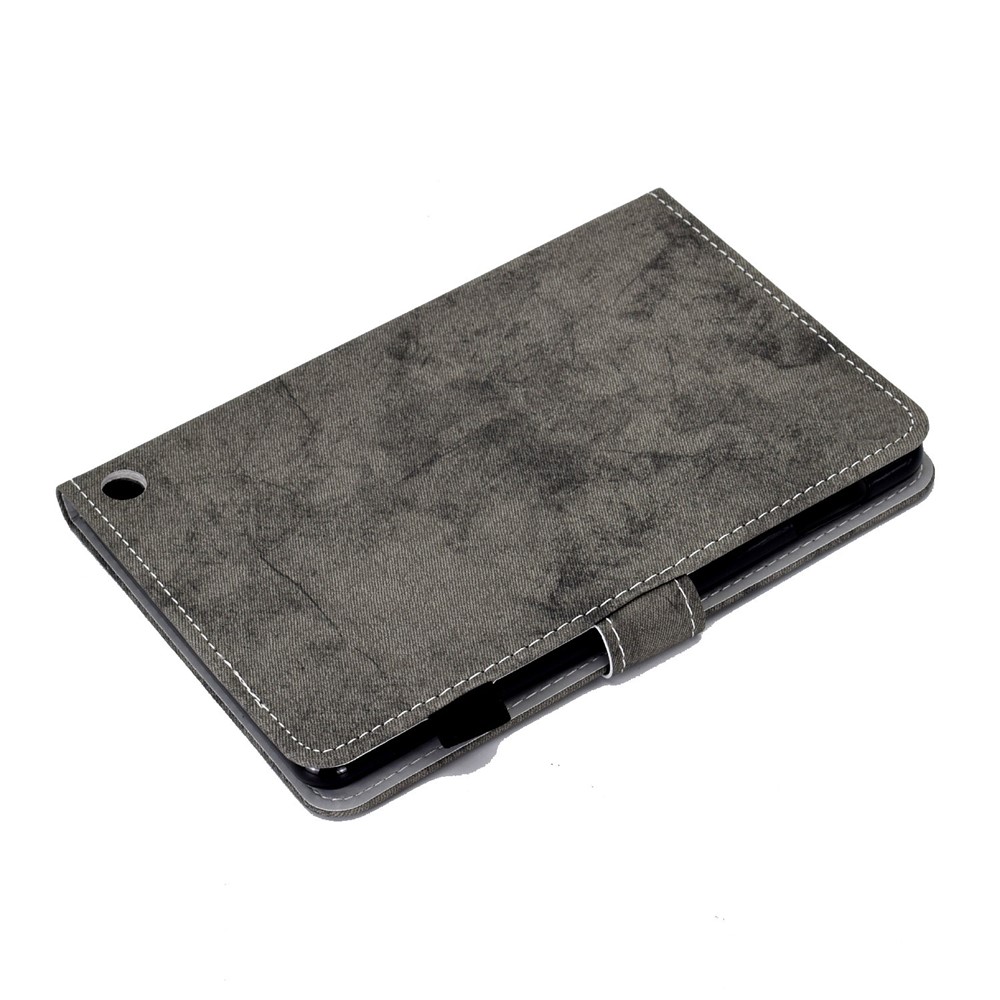 For Amazon Kindle Fire 7 (2022) Cloth Texture Tablet Case Solid Color PU Leather Foldable Stand Card Holder Protective Cover - Grey-6