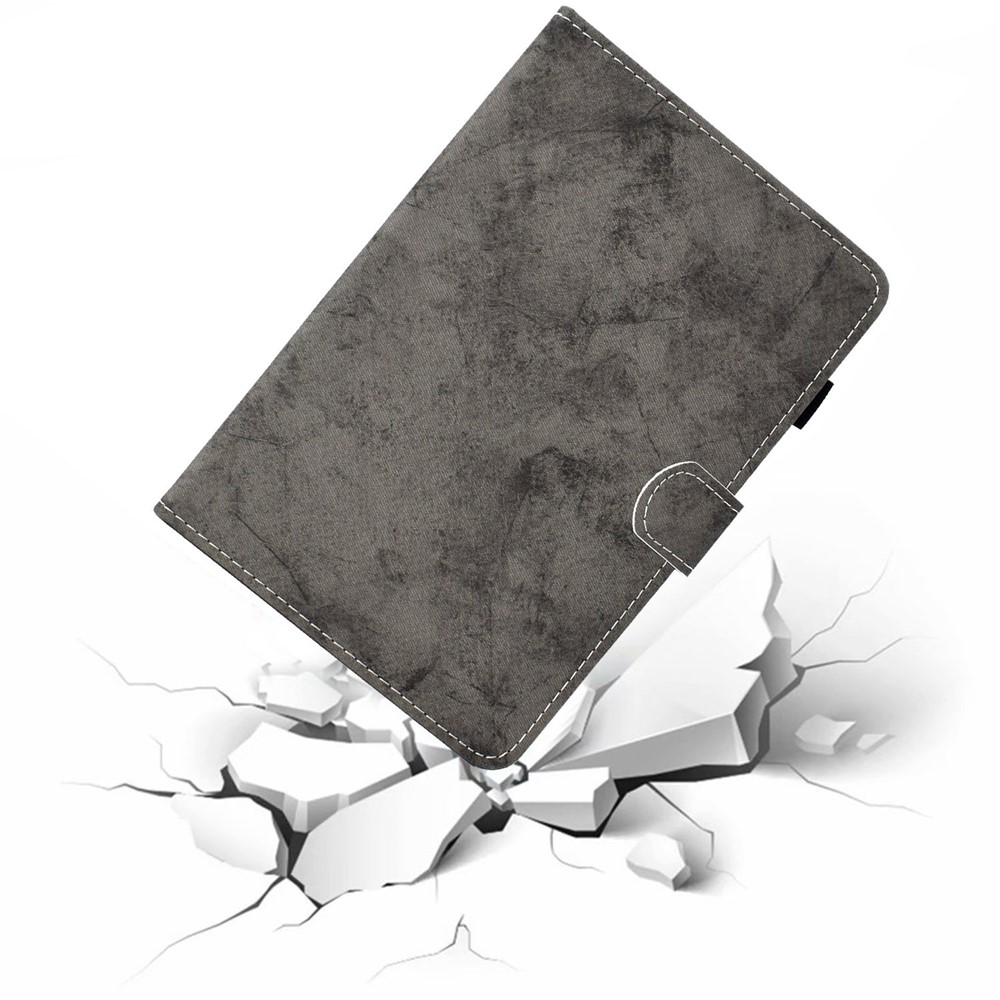 For Amazon Kindle Fire 7 (2022) Cloth Texture Tablet Case Solid Color PU Leather Foldable Stand Card Holder Protective Cover - Grey-8