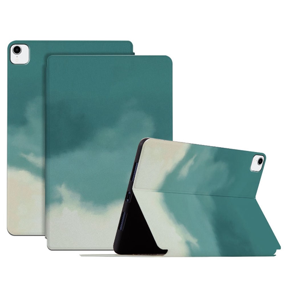 For iPad Pro 11 inch (2018) / (2020) / (2021) / (2022) Watercolor Pattern Protective Cover Anti-fall Scratch-Resistnt PU Leather Tablet Case with Stand and Auto Wake  /  Sleep - Green
