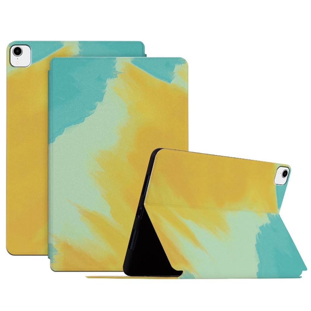 For iPad Pro 11 inch (2018) / (2020) / (2021) / (2022) Watercolor Pattern Protective Cover Anti-fall Scratch-Resistnt PU Leather Tablet Case with Stand and Auto Wake  /  Sleep - Yellow