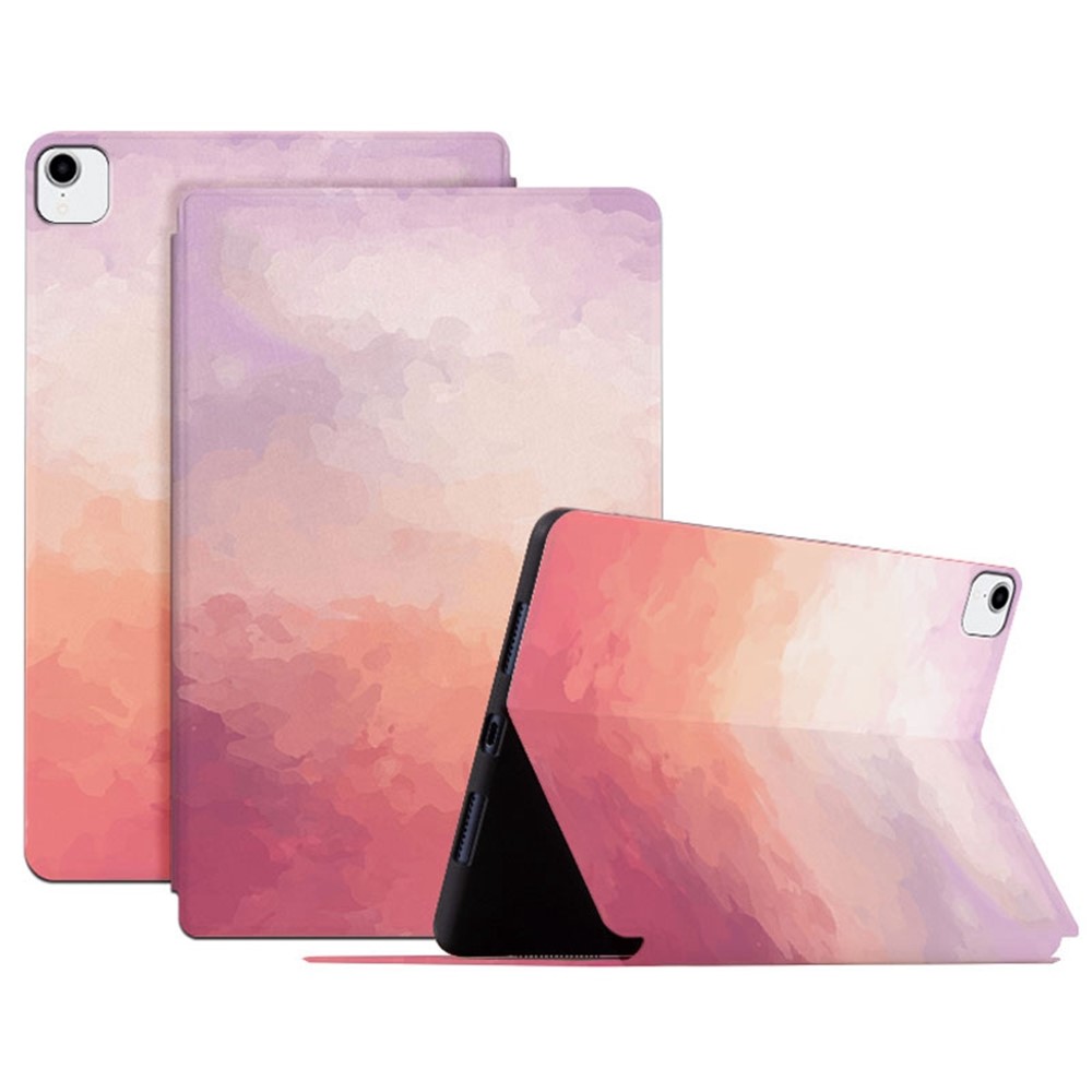 For iPad Pro 11 inch (2018) / (2020) / (2021) / (2022) Watercolor Pattern Protective Cover Anti-fall Scratch-Resistnt PU Leather Tablet Case with Stand and Auto Wake / Sleep - Pink