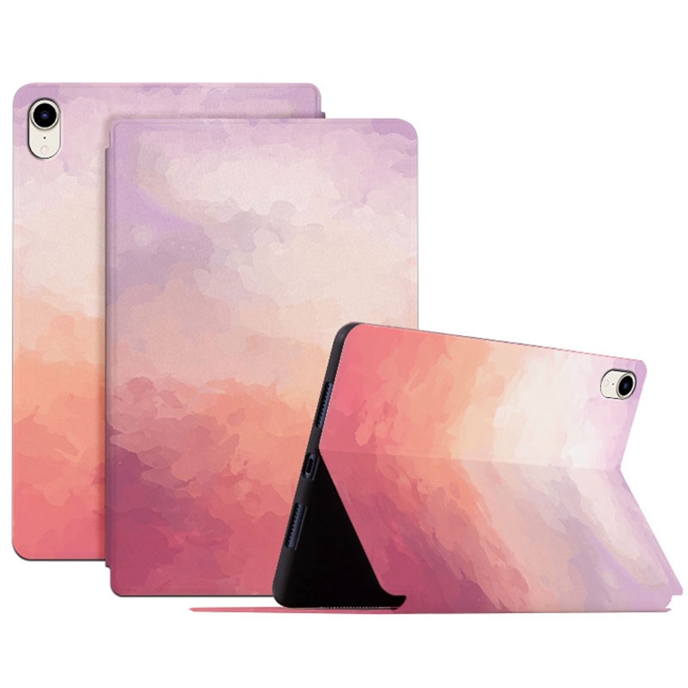 Watercolor Pattern Protective Cover for iPad mini (2024) / mini (2021) PU Leather Tablet Case with Stand and Auto Wake / Sleep - Pink