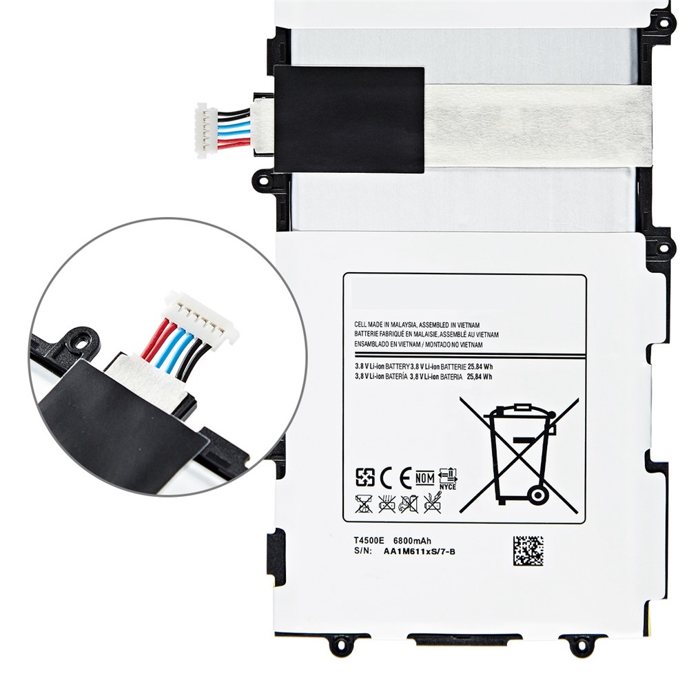For Samsung Galaxy Tab 3 10.1 P5200 P5220 P5210 3.85V 6800mAh Li-ion Polymer Battery (Encode: T4500E) (without Logo)-2