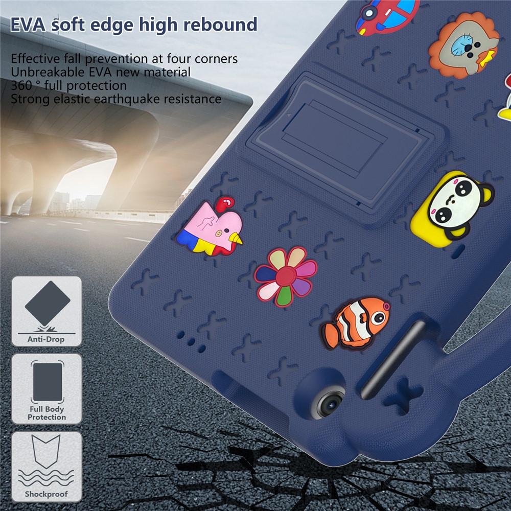 For Lenovo Tab M10 (Gen 3) / Nokia T20 Anti-Scratch EVA Case Protective Tablet Cover Portable Case with Kickstand - Navy Blue-4