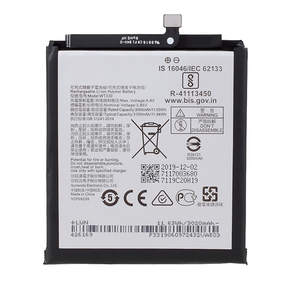 For Nokia 4.2 (2019) 3.85V 3000mAh Rechargeable Li-ion Polymer Battery Replacement Part (Encode: WT330) (without Logo)-1