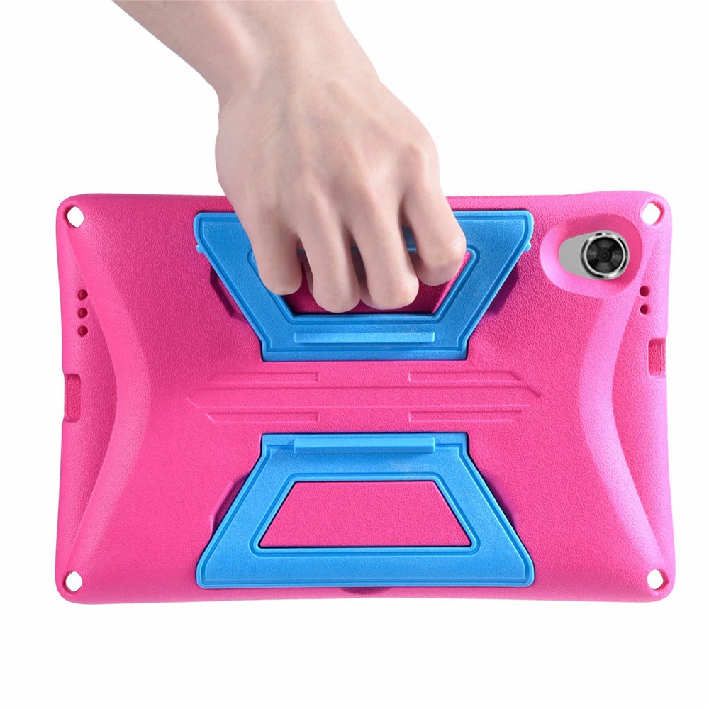 For Lenovo Tab M10 Plus Kickstand Tablet Case Drop-proof EVA + PC Hand Grip Cover with Shoulder Strap - Rose / Blue-6