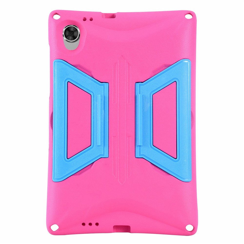 For Lenovo Tab M10 Plus Kickstand Tablet Case Drop-proof EVA + PC Hand Grip Cover with Shoulder Strap - Rose / Blue-9
