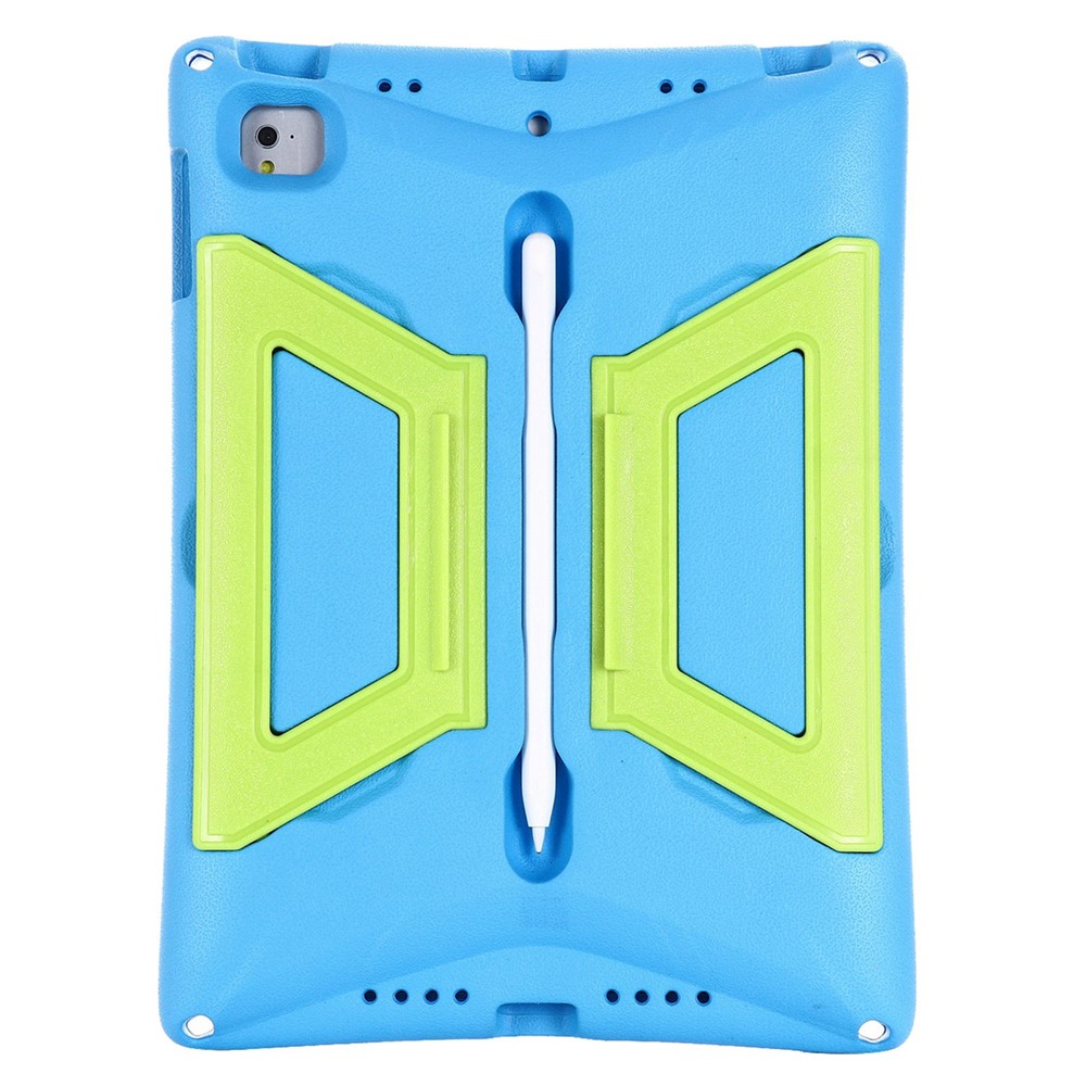 For iPad Air (2013) / Air 2 / iPad 9.7-inch (2017) / (2018) Shockproof EVA + PC Tablet Cover Kickstand Protective Case with Shoulder Strap - Blue / Green-6