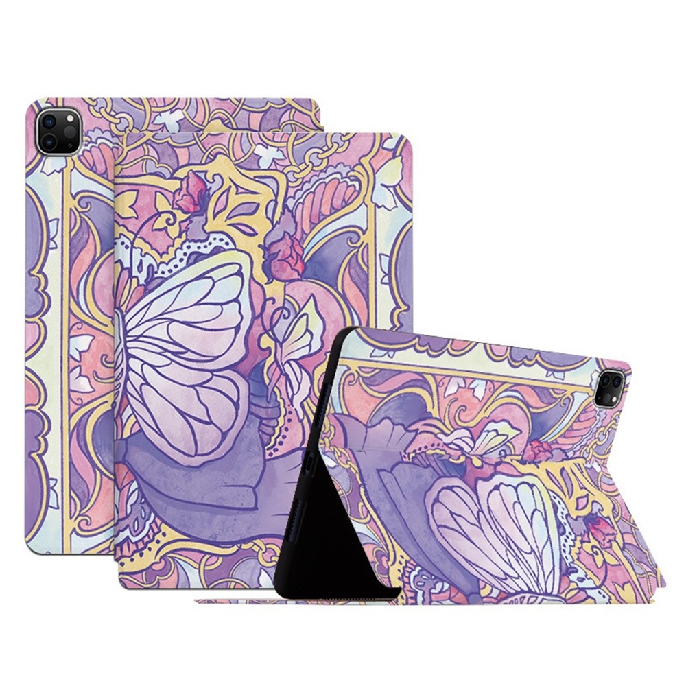 For iPad Pro 11 (2018) / (2020) / (2021) / (2022) Protective Case Folio Flip Cover Butterfly Printed Shockproof Tablet Case with Stand - Phantom Butterfly