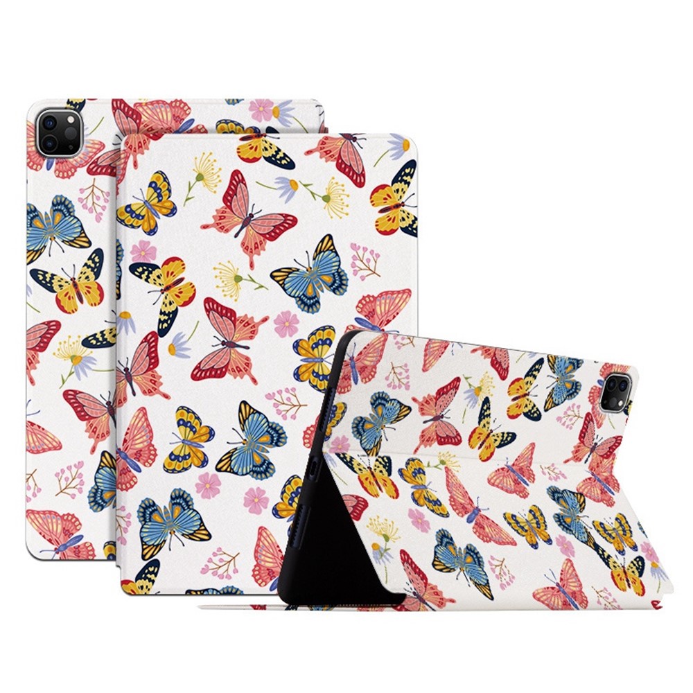 For iPad Pro 11 (2018) / (2020) / (2021) / (2022) Protective Case Folio Flip Cover Butterfly Printed Shockproof Tablet Case with Stand - Colorful Butterfly