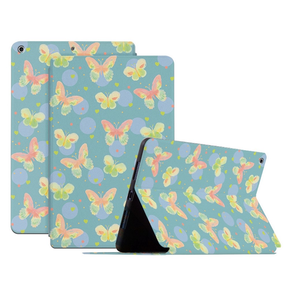 For iPad 10.2 (2021) / (2020) / (2019) Shockproof Case Folio Flip Cover Butterfly Printed Tablet Case with Stand - Lush Butterfly