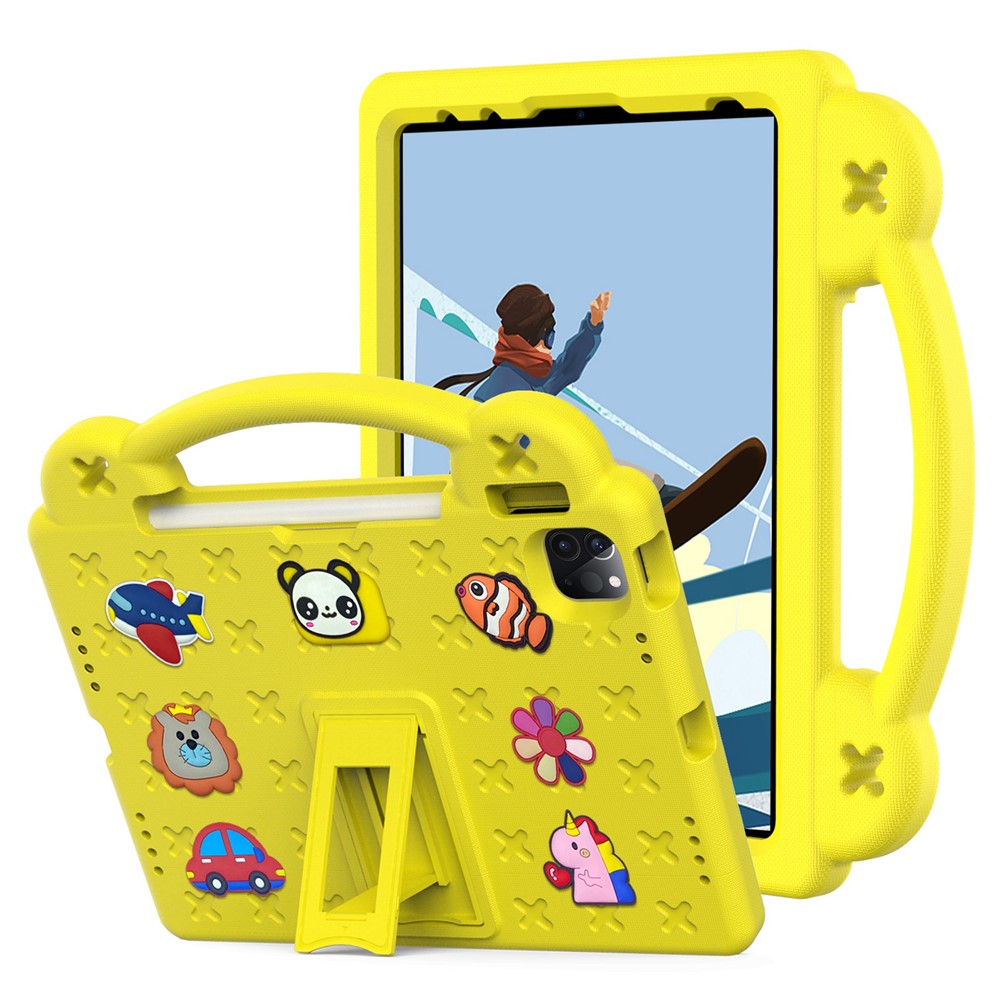 For iPad Pro 11 (2022) / (2021) / (2020) / (2018) / iPad Air (2022) / (2020) Hand Grip EVA Case Shockproof Kickstand Tablet Protective Cover - Yellow