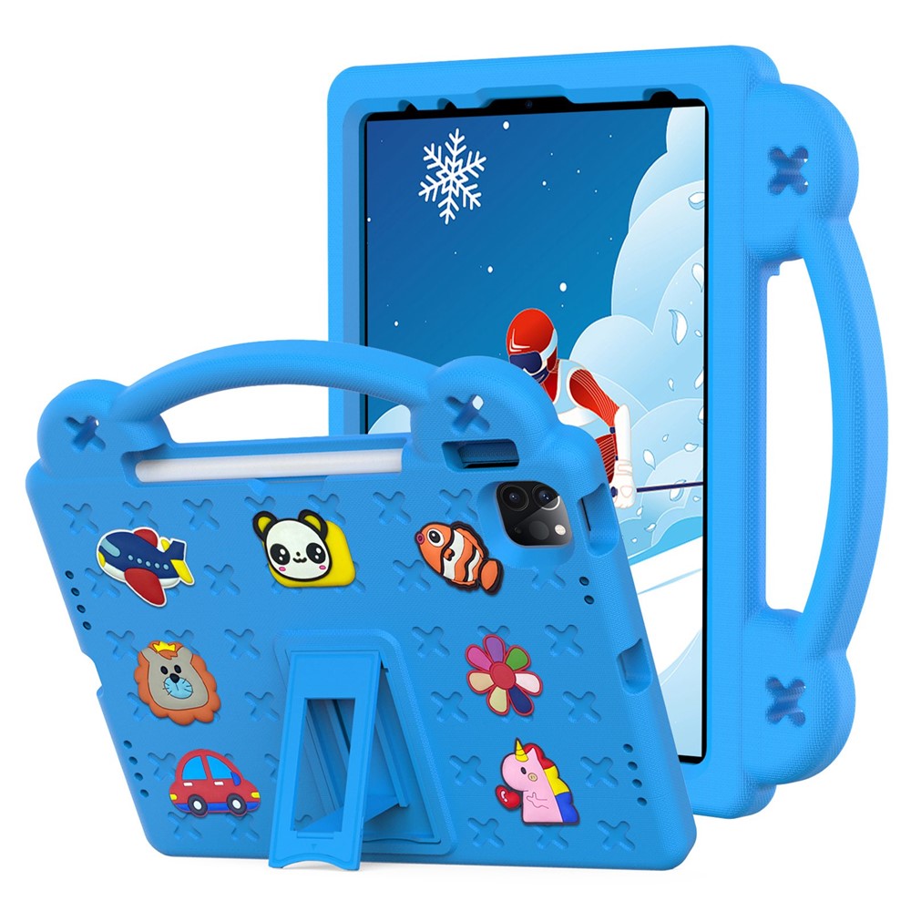 For iPad Pro 11 (2022) / (2021) / (2020) / (2018) / iPad Air (2022) / (2020) Hand Grip EVA Case Shockproof Kickstand Tablet Protective Cover - Sky Blue