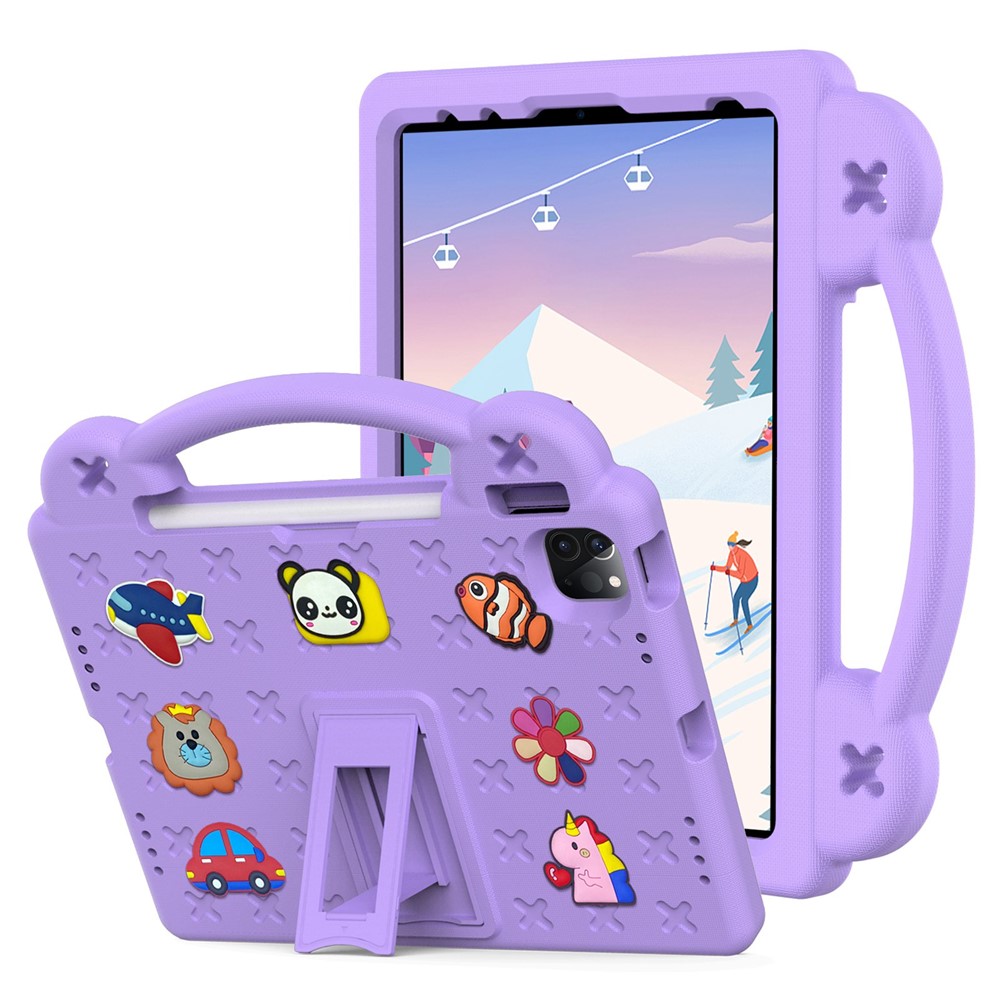 For iPad Pro 11 (2022) / (2021) / (2020) / (2018) / iPad Air (2022) / (2020) Hand Grip EVA Case Shockproof Kickstand Tablet Protective Cover - Purple