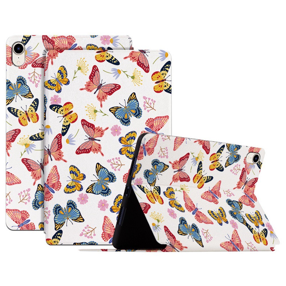 Butterfly Printed PU Leather Case for iPad mini (2024) / mini (2021) Anti-Fall Folio Flip Cover Shockproof Tablet Stand Case - Colorful Butterfly