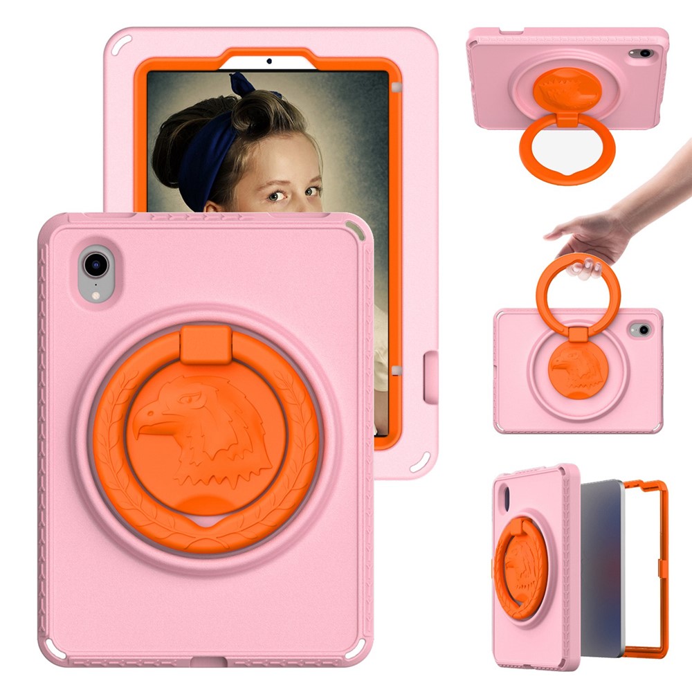 For iPad mini (2024) / mini (2021) Portable EVA Case with Shoulder Strap / Waterproof Screen Protector Shockproof Tablet Kickstand Case - Pink