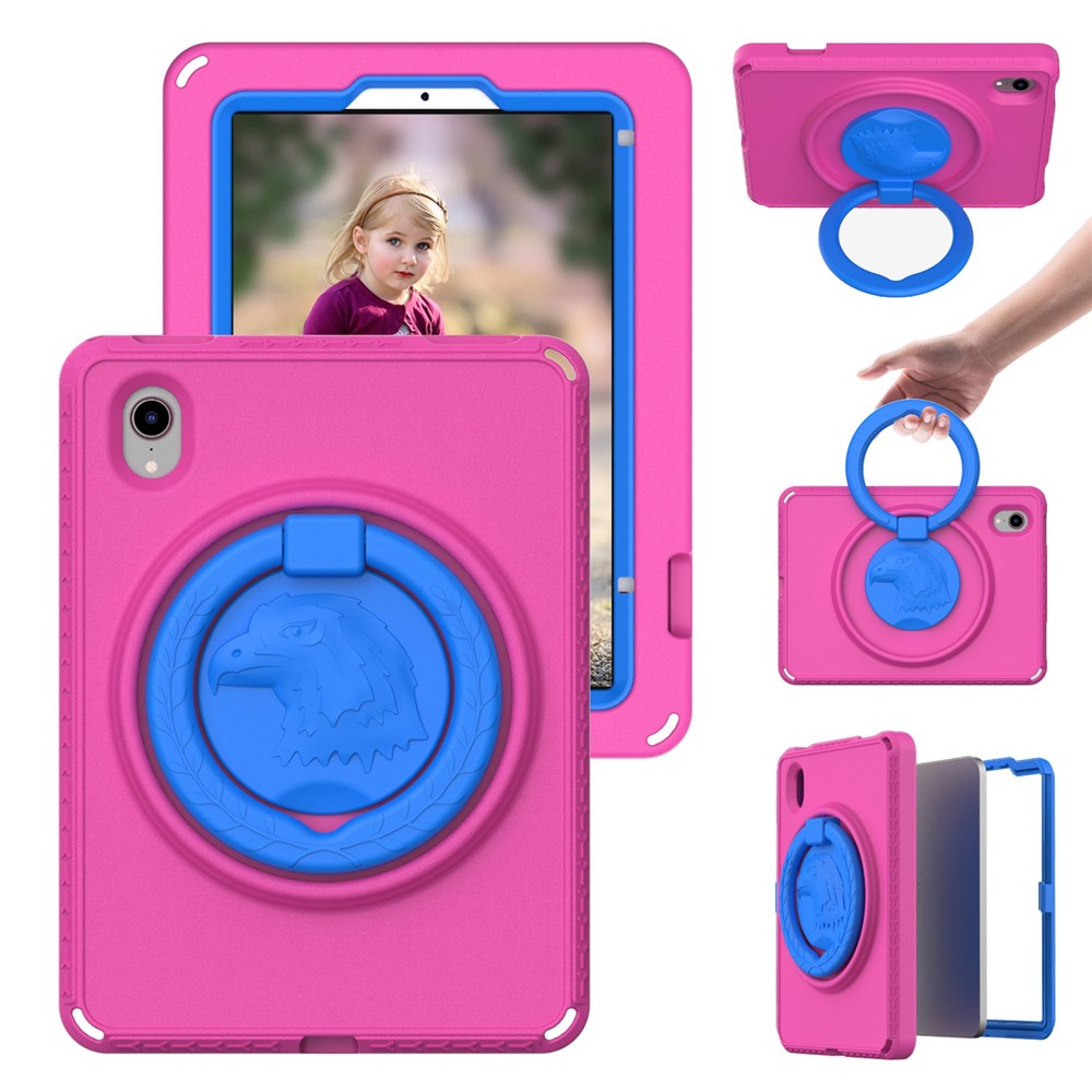 For iPad mini (2024) / mini (2021) Portable EVA Case with Shoulder Strap / Waterproof Screen Protector Shockproof Tablet Kickstand Case - Rose