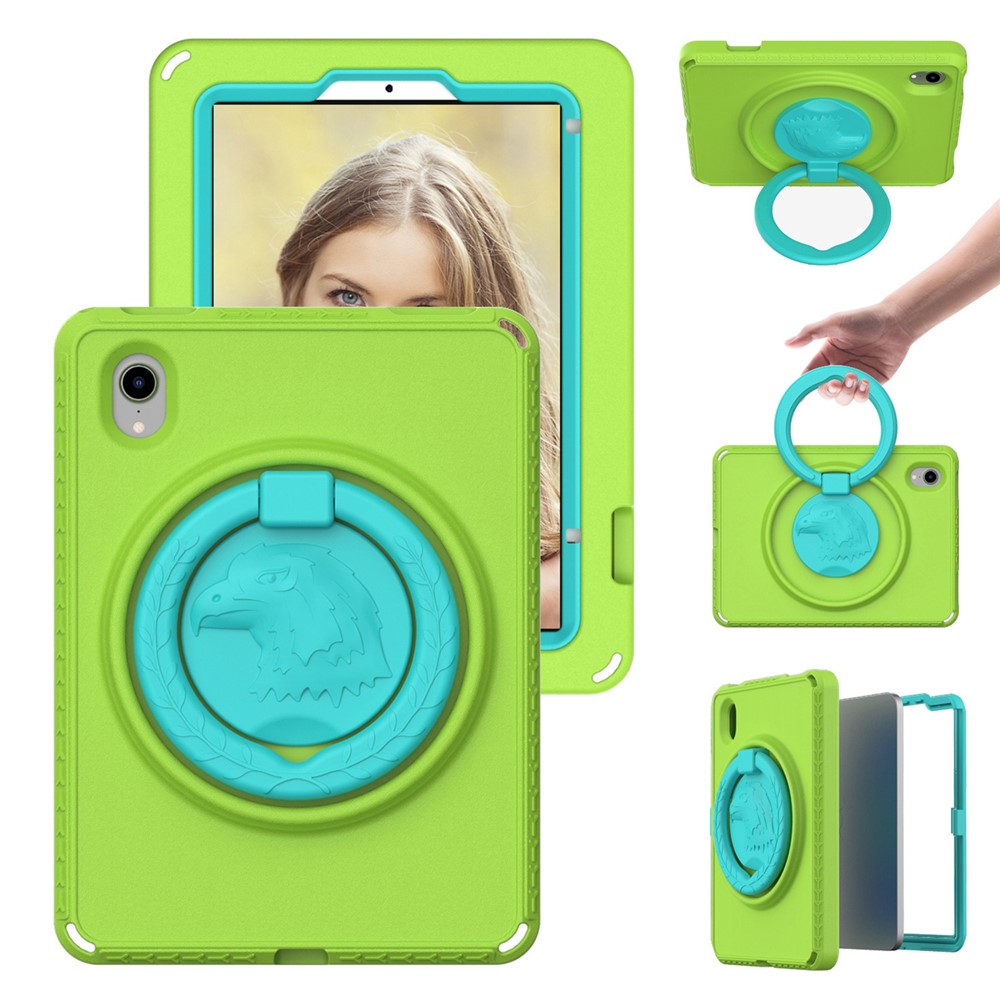 For iPad mini (2024) / mini (2021) Portable EVA Case with Shoulder Strap / Waterproof Screen Protector Shockproof Tablet Kickstand Case - Green