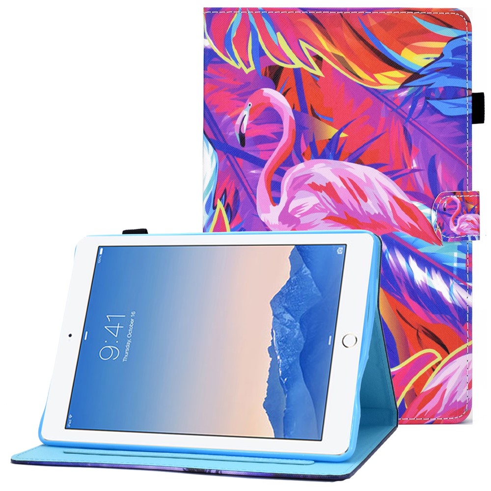For iPad Air (2013) / Air 2 / iPad 9.7-inch (2017) / (2018) Stitched Leather Case Protective Tablet Cover Pattern Printed Magnetic Closure Shockproof Cover with Stand  /  Card Slots - Bird