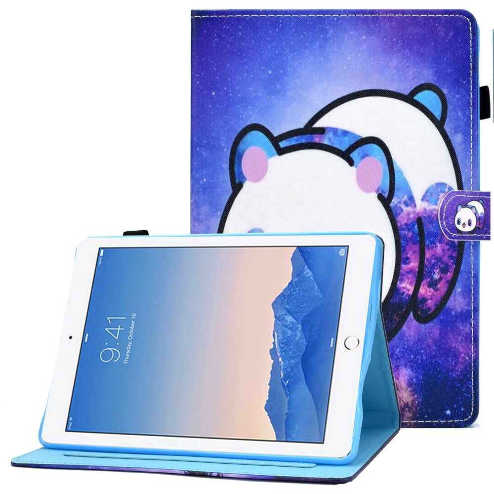 For iPad Air (2013) / Air 2 / iPad 9.7-inch (2017) / (2018) Stitched Leather Case Protective Tablet Cover Pattern Printed Magnetic Closure Shockproof Cover with Stand / Card Slots - Starry Panda