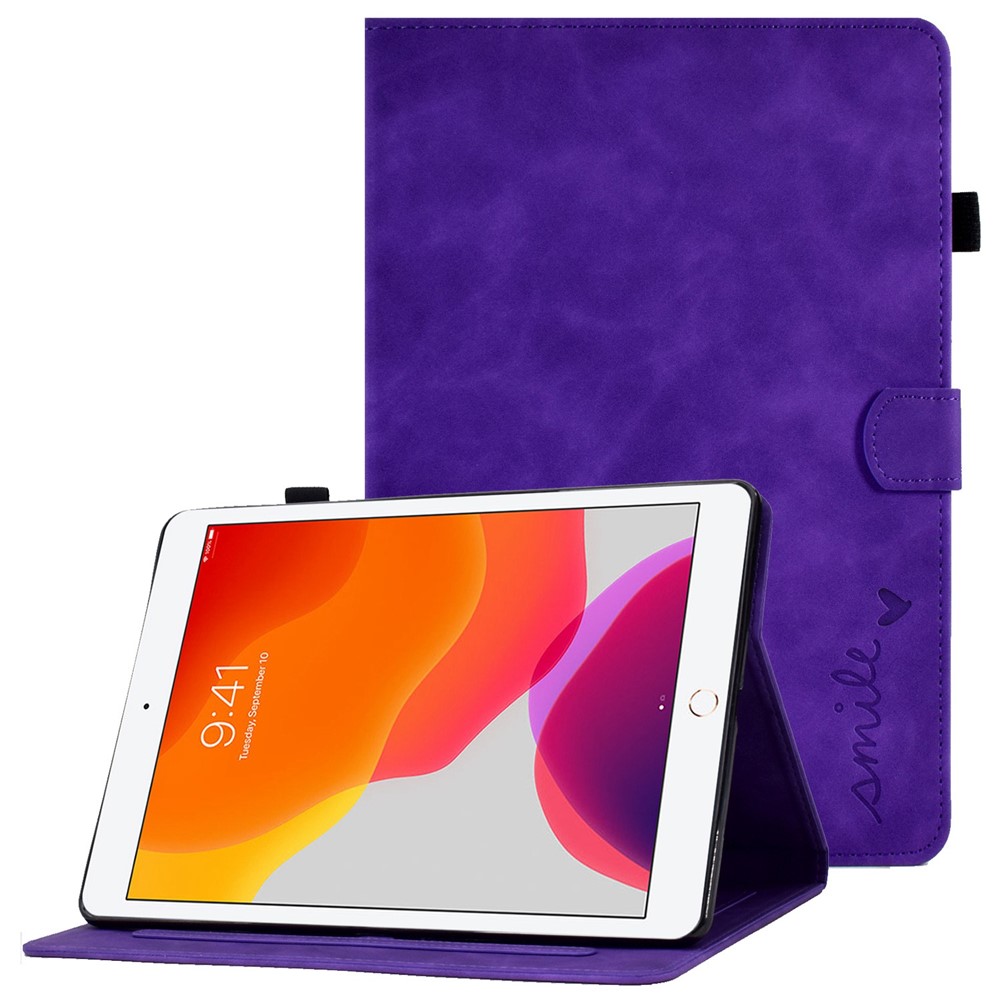 For iPad 10.2 (2019) / (2020) / iPad Air 10.5 inch (2019) PU Leather Stand Folio Smart  Case Pattern Imprinted Card Slots Tablet Cover with Pencil Holder - Purple