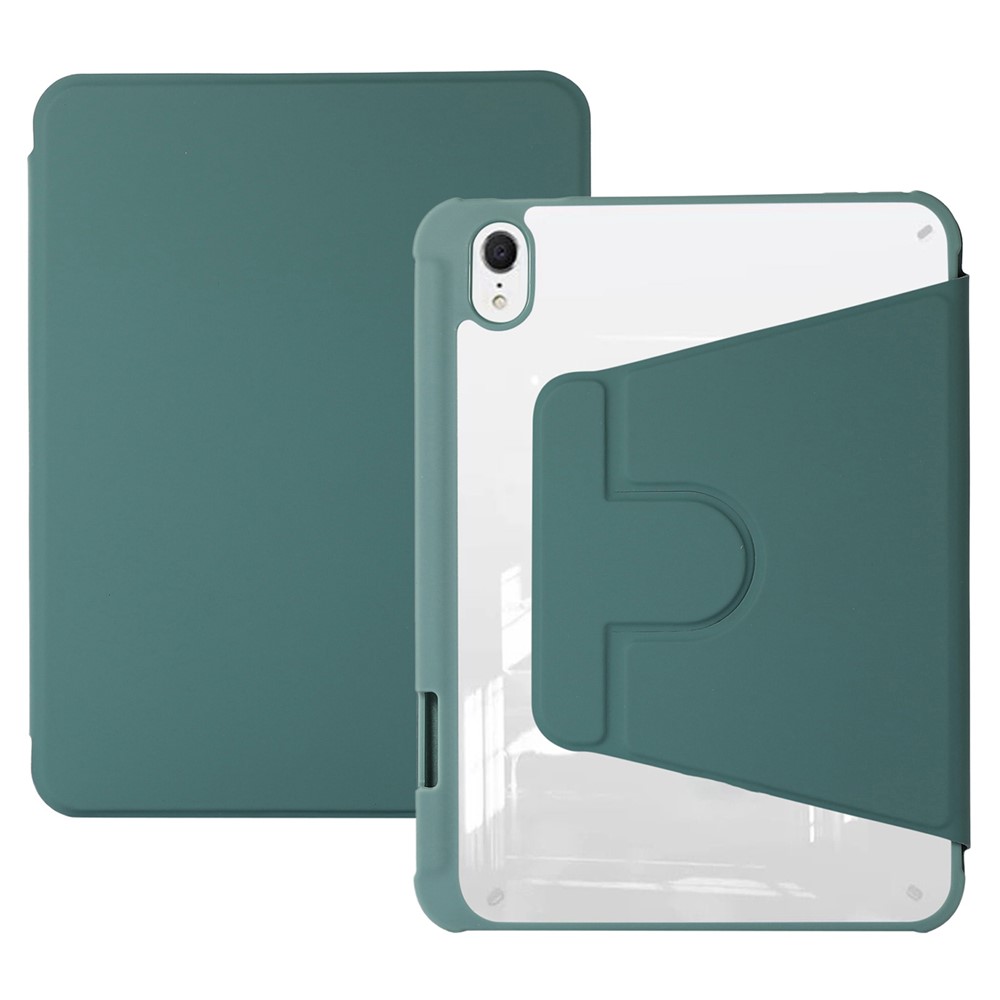 For iPad mini (2024) / mini (2021) Rotary Kickstand Tablet Case PU Leather + TPU + Acrylic Anti-Drop Protective Cover - Midnight Green