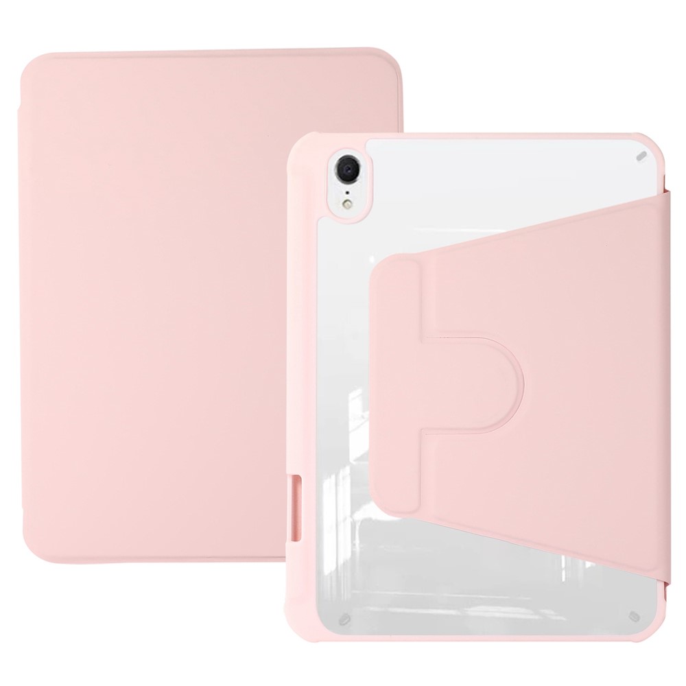 For iPad mini (2024) / mini (2021) Rotary Kickstand Tablet Case PU Leather + TPU + Acrylic Anti-Drop Protective Cover - Pink